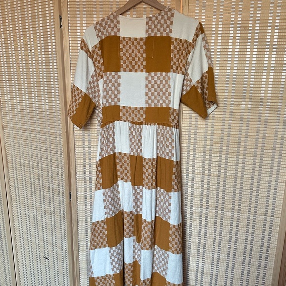 Ace&Jig Mustard Checkered Wrap Dress - Picture 2 of 3